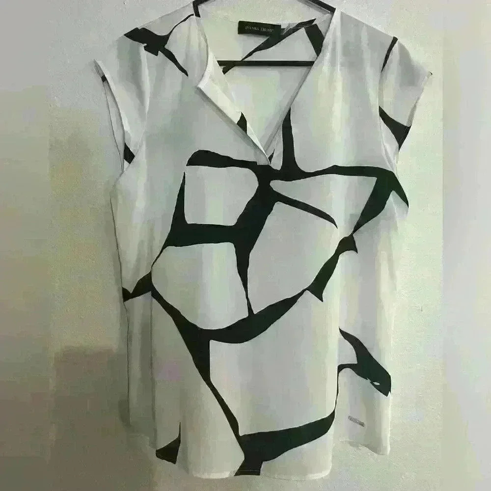 Ivanka Trump White & Black See Thru Blouse